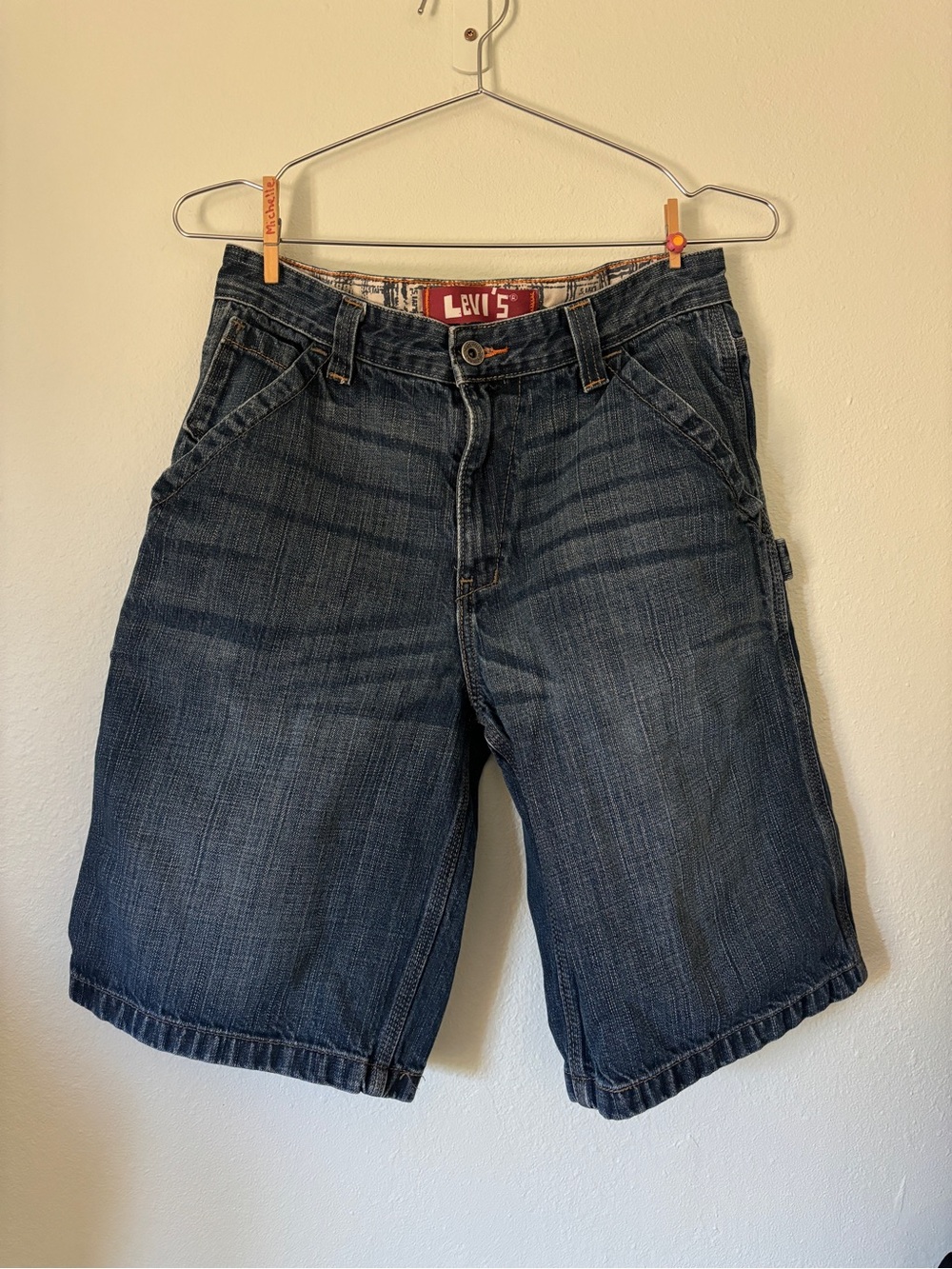 Levi's Boys Dark Wash Denim Utility Shorts 28